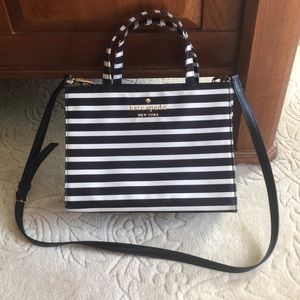 kate spade ♠️ Nylon Black and White Striped bag